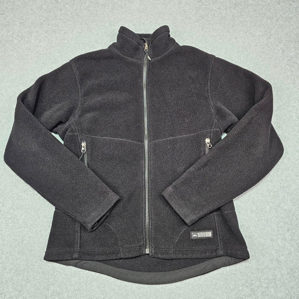REI Fleece Jacket Full Zip Black Womens Size M Casual Outdoor Gorpcore Zip In